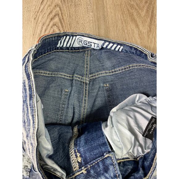 GSTR‎ Men’s Distressed Slim Fit Biker Moto Jeans Blue Stretch Denim Y2K 30 - Picture 6 of 9